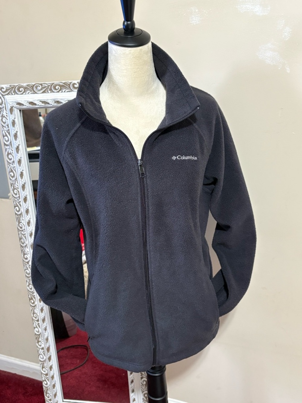 Columbia Black Full-Zip Fleece Jacket with Stand Collar